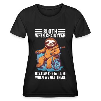 Personnes en fauteuil roulant Fauteuil roulant - T-shirt sport Femme - noir - Devant - AI Model Female 172 light (172cm)