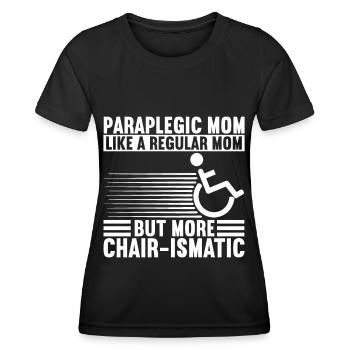Personnes en fauteuil roulant Fauteuil roulant - T-shirt sport Femme - noir - Devant - AI Model Female 172 light (172cm)