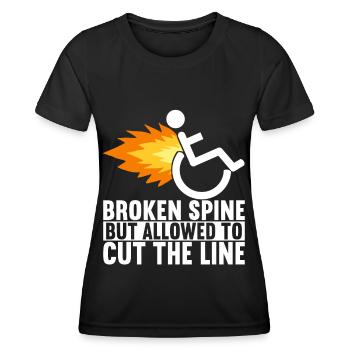 Personnes en fauteuil roulant Fauteuil roulant - T-shirt sport Femme - noir - Devant - AI Model Female 172 light (172cm)