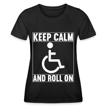 Personnes en fauteuil roulant Fauteuil roulant - T-shirt sport Femme - noir - Devant - AI Model Female 172 light (172cm)