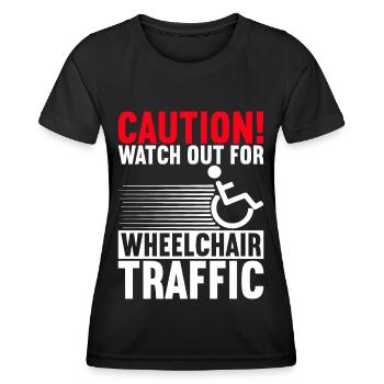Personnes en fauteuil roulant Fauteuil roulant - T-shirt sport Femme - noir - Devant - AI Model Female 172 light (172cm)