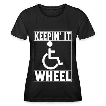 Personnes en fauteuil roulant Fauteuil roulant - T-shirt sport Femme - noir - Devant - AI Model Female 172 light (172cm)