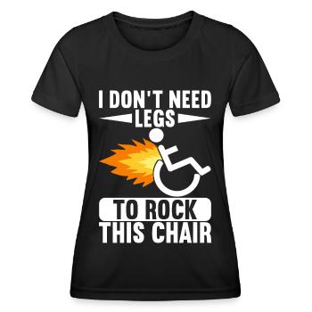 Personnes en fauteuil roulant Fauteuil roulant - T-shirt sport Femme - noir - Devant - AI Model Female 172 light (172cm)