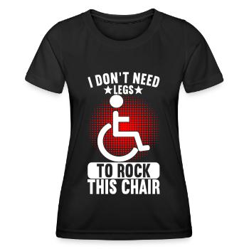 Personnes en fauteuil roulant Fauteuil roulant - T-shirt sport Femme - noir - Devant - AI Model Female 172 light (172cm)