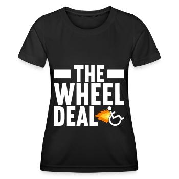 Personnes en fauteuil roulant Fauteuil roulant - T-shirt sport Femme - noir - Devant - AI Model Female 172 light (172cm)