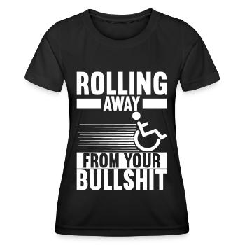 Personnes en fauteuil roulant Fauteuil roulant - T-shirt sport Femme - noir - Devant - AI Model Female 172 light (172cm)