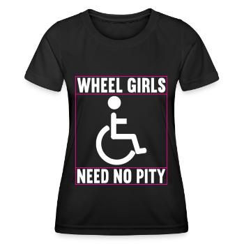 Personnes en fauteuil roulant Fauteuil roulant - T-shirt sport Femme - noir - Devant - AI Model Female 172 light (172cm)