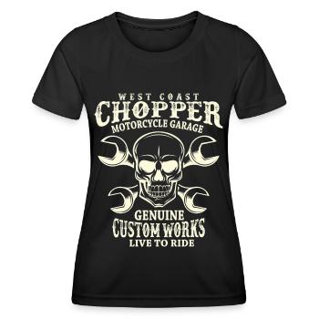 Totenkopf Biker Spruch West Coast Chopper - Frauen Funktions-T-Shirt - Schwarz - Vorne - AI Model Female 172 light (172cm)