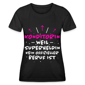 Konditorin Spruch Backen Witz Konditorin Geschenk - Frauen Funktions-T-Shirt - Schwarz - Vorne - AI Model Female 172 light (172cm)