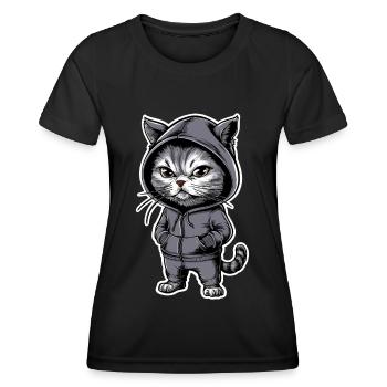 Ärgerliche Böse Katze Grummelige Katze - Frauen Funktions-T-Shirt - Schwarz - Vorne - AI Model Female 172 light (172cm)