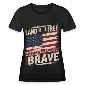 American flag USA Land of the Free - Women's Functional T-Shirt - black - Front - AI Model Female 172 light (172cm)