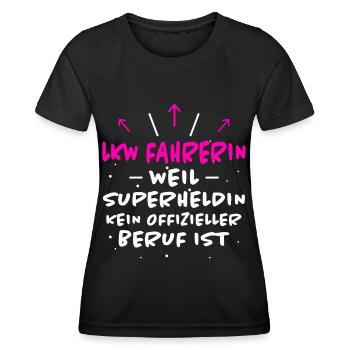 LKW Fahrerin Spruch Fun Lastwagenfahrerin Geschenk - Frauen Funktions-T-Shirt - Schwarz - Vorne - AI Model Female 172 light (172cm)