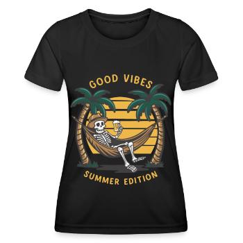 Skeleton in the hammockBeach vacation - Women's Functional T-Shirt - black - Front - AI Model Female 172 light (172cm)