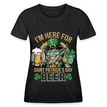 St. Patrick`s Day Beer Leprechaun Kobold Bier - Frauen Funktions-T-Shirt - Schwarz - Vorne - AI Model Female 172 light (172cm)
