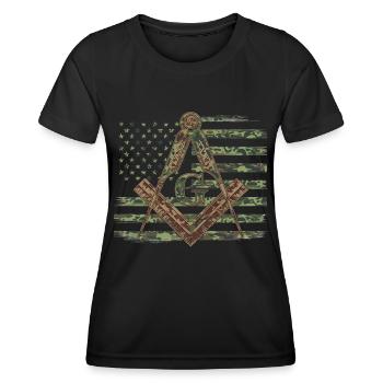 American Camo Flag Mason Masonic Camo - Women's Functional T-Shirt - black - Front - AI Model Female 172 light (172cm)