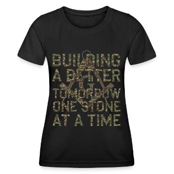 Ein Besseres Morgen Bauen Mason Masonic Camo - Frauen Funktions-T-Shirt - Schwarz - Vorne - AI Model Female 172 light (172cm)