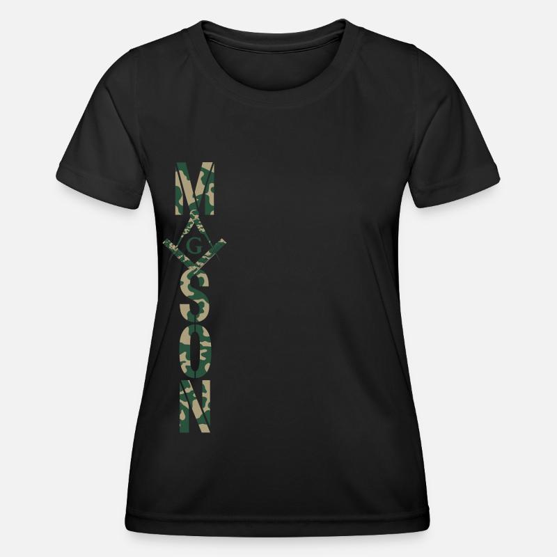Masonic Camo Freemason Mason - Women's Functional T-Shirt - black
