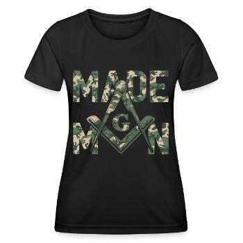 Made Man Mason Masonic Camo Freemason - Women's Functional T-Shirt - black - Front - AI Model Female 172 light (172cm)