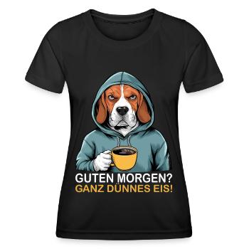 Bonjour très mince glace drôle beagle - T-shirt sport Femme - noir - Devant - AI Model Female 172 light (172cm)