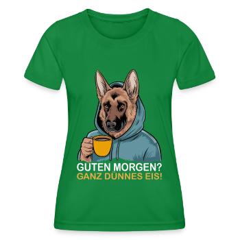 Good morning very thin funny German - Women's Functional T-Shirt - kelly green - Front - AI Model Female 172 dark (172cm)