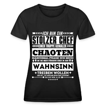 stolzer chef einer truppe genialer chaoten - Frauen Funktions-T-Shirt - Schwarz - Vorne - AI Model Female 172 light (172cm)