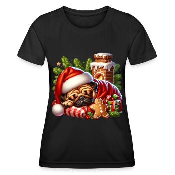 Le carlin dort - T-shirt sport Femme - noir - Devant - AI Model Female 172 light (172cm)