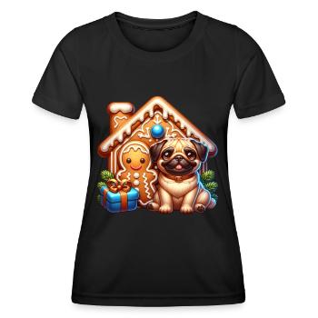 Mops Lebkuchen - Frauen Funktions-T-Shirt - Schwarz - Vorne - AI Model Female 172 light (172cm)