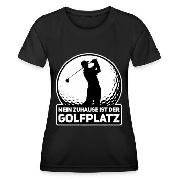 Golfer Zuhause Golfplatz Lustiger Spruch Golfen - Frauen Funktions-T-Shirt - Schwarz - Vorne - AI Model Female 172 light (172cm)