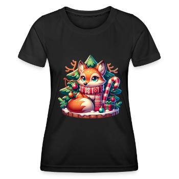 Fuchs Weihnachtlich Weihnachten Winter - Frauen Funktions-T-Shirt - Schwarz - Vorne - AI Model Female 172 light (172cm)