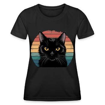 Schwarze Katze - Frauen Funktions-T-Shirt - Schwarz - Vorne - AI Model Female 172 light (172cm)