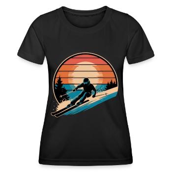 Ski Rétro Ski Vintage Ski Vacances Skieur - T-shirt sport Femme - noir - Devant - AI Model Female 172 light (172cm)