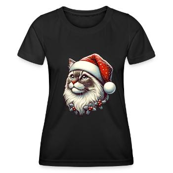 Snowfall Cat Christmas Christmas Hat - Women's Functional T-Shirt - black - Front - AI Model Female 172 light (172cm)