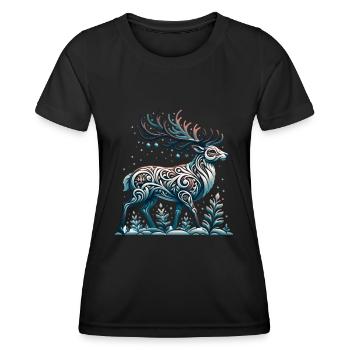 Renne Hiver Neige Vacances d’hiver - T-shirt sport Femme - noir - Devant - AI Model Female 172 light (172cm)