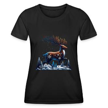Rentier Weihnachtlich - Frauen Funktions-T-Shirt - Schwarz - Vorne - AI Model Female 172 light (172cm)