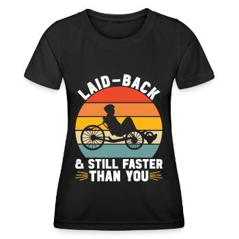Tricycle couché Liegetrike Liegedreirad - T-shirt sport Femme - noir - Devant - AI Model Female 172 light (172cm)