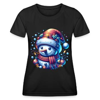 bonhomme de neige fée lumières neige noël - T-shirt sport Femme - noir - Devant - AI Model Female 172 light (172cm)