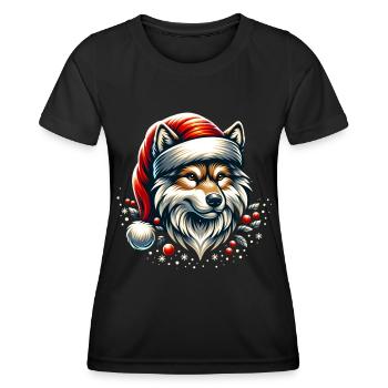 Weihnachtlicher Wolf - Frauen Funktions-T-Shirt - Schwarz - Vorne - AI Model Female 172 light (172cm)