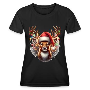 Rentier Nikolaus - Frauen Funktions-T-Shirt - Schwarz - Vorne - AI Model Female 172 light (172cm)