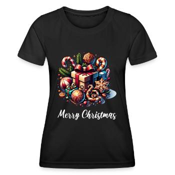 Merry Christmas Weihnachtlich Weihnachtsfeier - Frauen Funktions-T-Shirt - Schwarz - Vorne - AI Model Female 172 light (172cm)