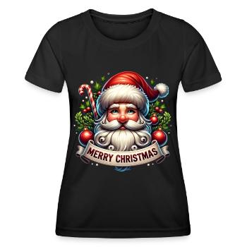 Weihnachtsmann Merry Christmas - Frauen Funktions-T-Shirt - Schwarz - Vorne - AI Model Female 172 light (172cm)