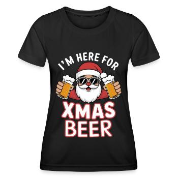Weihnachtsmann Bier Weihnachten Spruch - Frauen Funktions-T-Shirt - Schwarz - Vorne - AI Model Female 172 light (172cm)