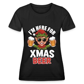 Elf Xmas Beer Christmas Quote - Women's Functional T-Shirt - black - Front - AI Model Female 172 light (172cm)