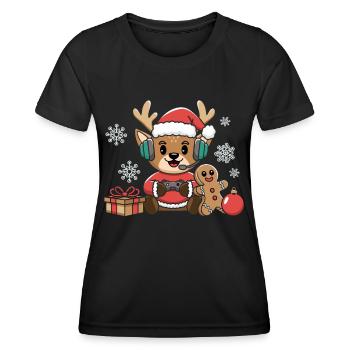 Gamer Gaming Gamer Gaming Noël - T-shirt sport Femme - noir - Devant - AI Model Female 172 light (172cm)