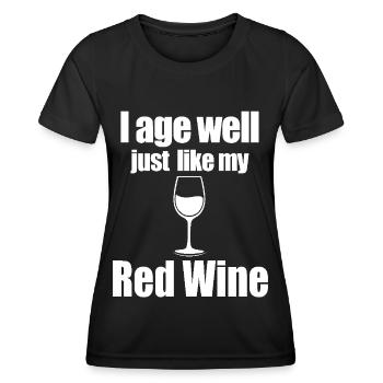 Wine Lover Foodie Quote - Women's Functional T-Shirt - black - Front - AI Model Female 172 light (172cm)