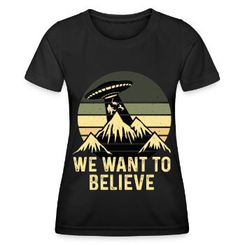 UFO-Bigfoot Nessie Einhorn - Frauen Funktions-T-Shirt - Schwarz - Vorne - AI Model Female 172 light (172cm)