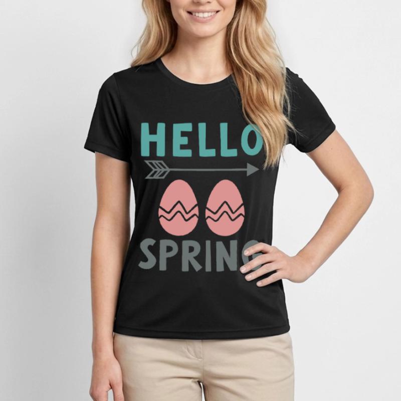 Hello Spring Spring Design with Easter Eggs Women's Functional T-Shirt