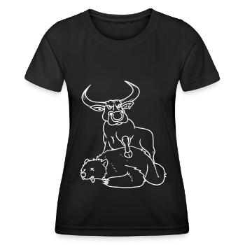 Bulle Bank Bär Börse Kapital Aktien Wirtschaft - Frauen Funktions-T-Shirt - Schwarz - Vorne - AI Model Female 172 light (172cm)