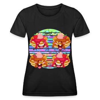 Pancake Frucht Soße Party - Frauen Funktions-T-Shirt - Schwarz - Vorne - AI Model Female 172 light (172cm)