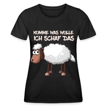 Komme was wolle ich schaf das Motivation Mut - Frauen Funktions-T-Shirt - Schwarz - Vorne - AI Model Female 172 light (172cm)