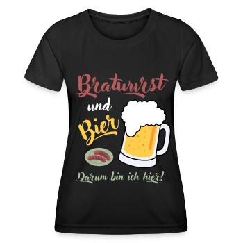 Bratwurst Bier Spruch Grillmeister Bierzelt Wurst - Frauen Funktions-T-Shirt - Schwarz - Vorne - AI Model Female 172 light (172cm)